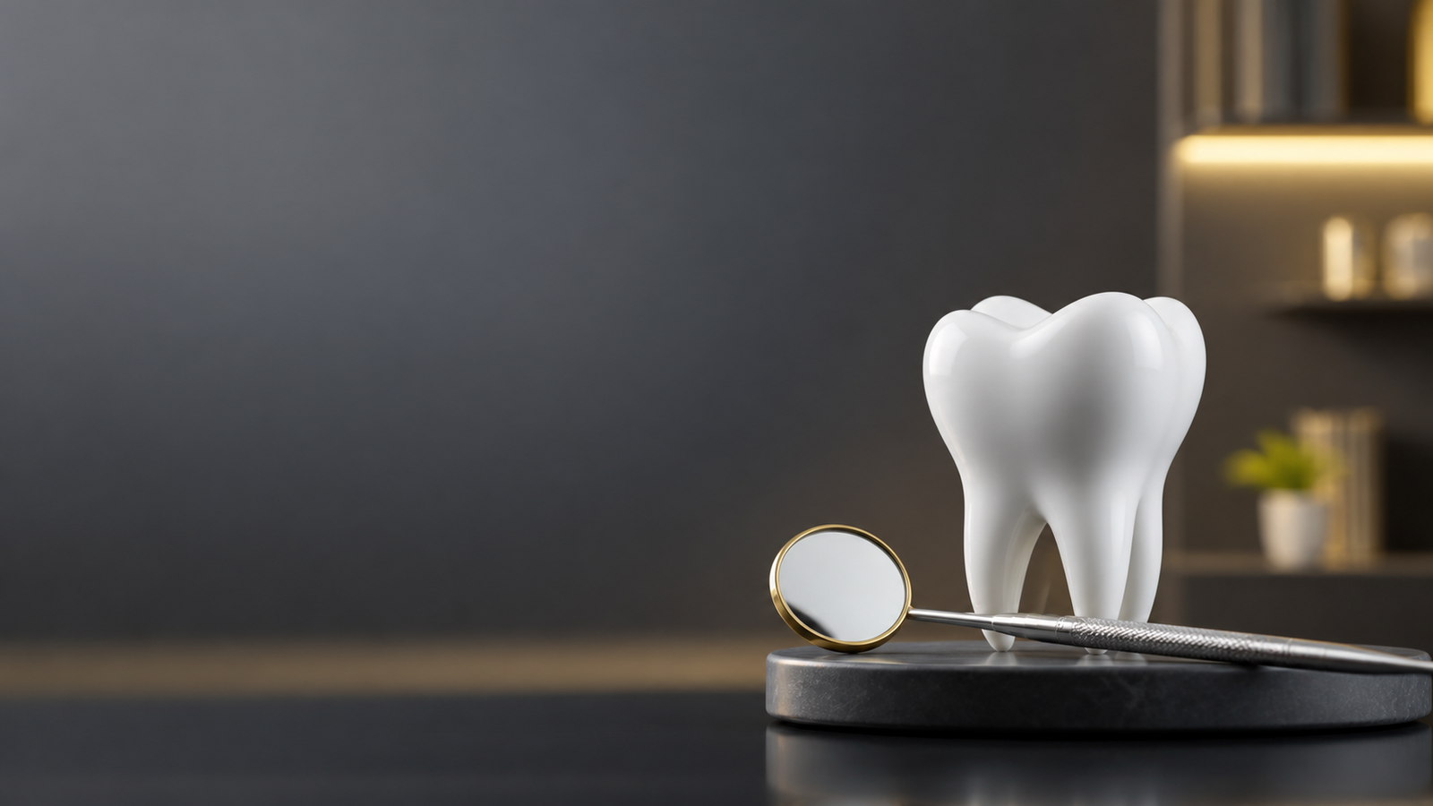 Dental tooth model and mirror at Haasya Mantra
